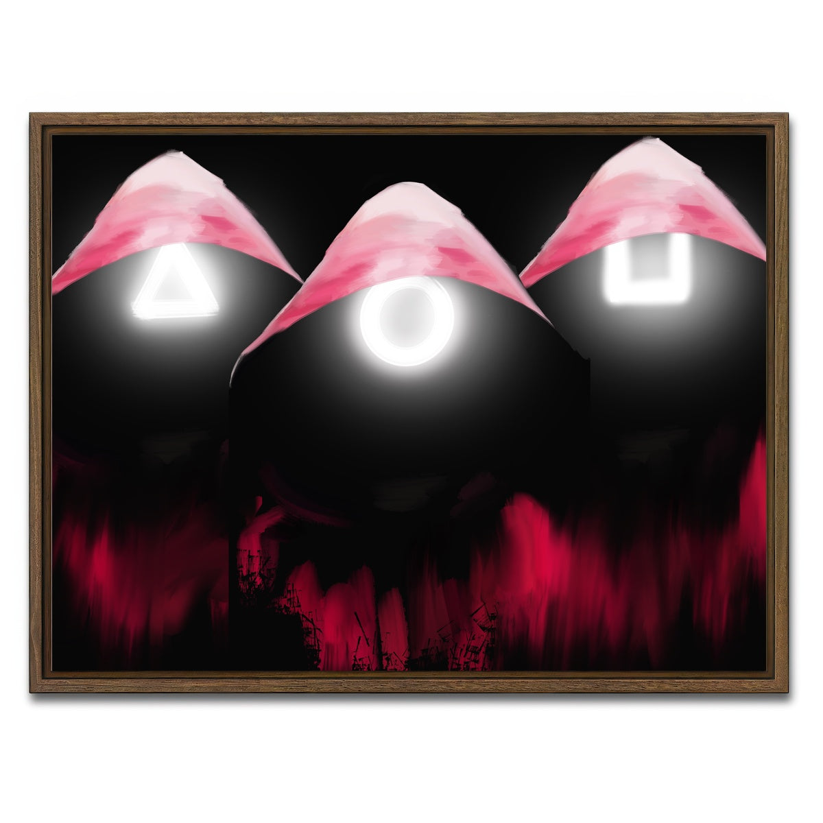 AUTO-MOCKUP WHITE | Squid Game Enforcers | 1 Piece | Walnut Framed Canvas | group=4x3