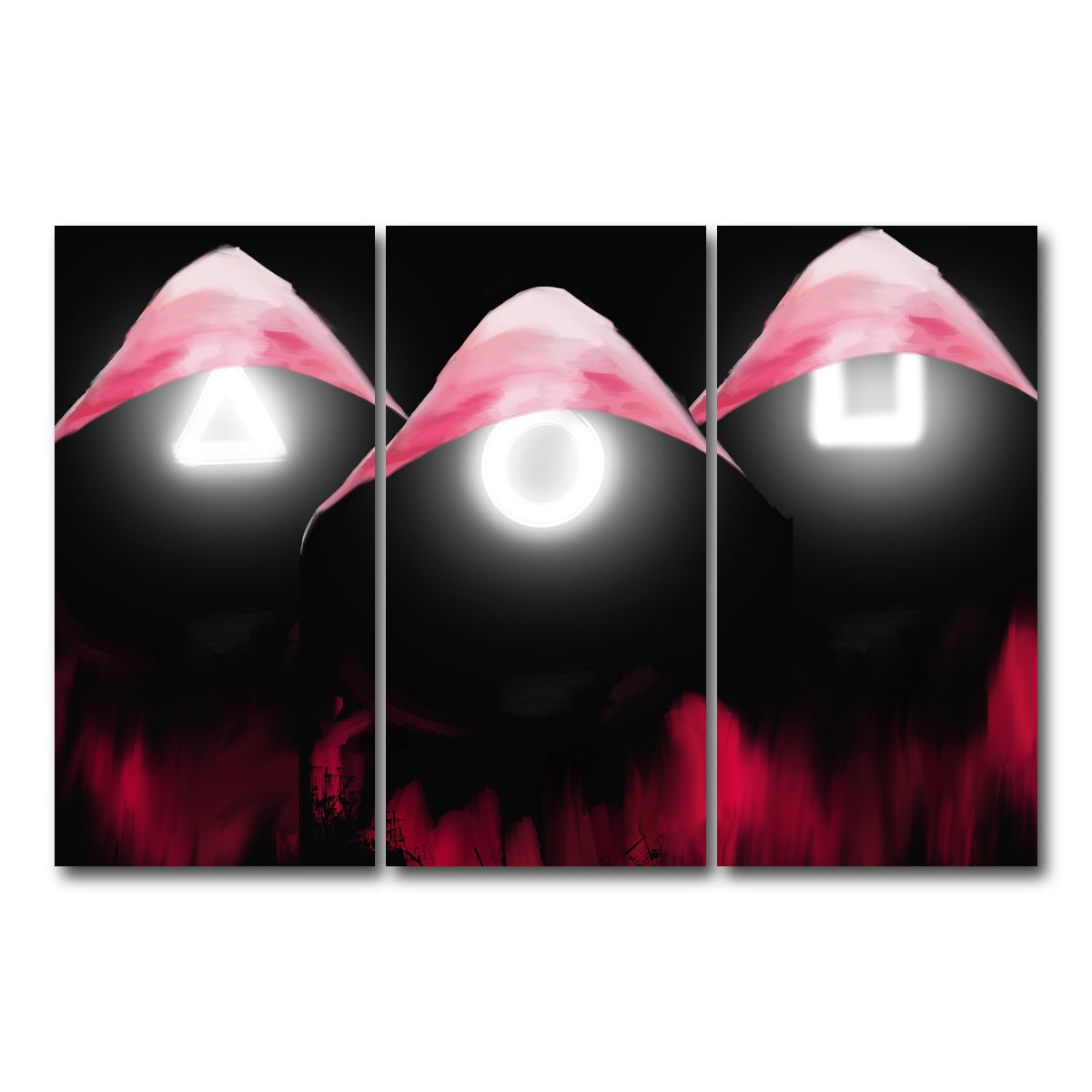 AUTO-MOCKUP WHITE | Squid Game Enforcers | 3 Piece | Gallery Wrap Canvas | group=12x24