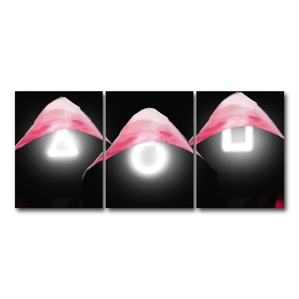 AUTO-MOCKUP WHITE | Squid Game Enforcers | 3 Piece | Gallery Wrap Canvas | group=18x24