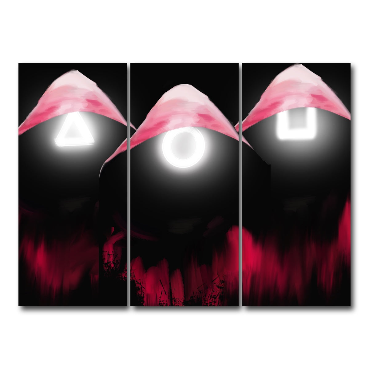 AUTO-MOCKUP WHITE | Squid Game Enforcers | 3 Piece | Gallery Wrap Canvas | group=8x18