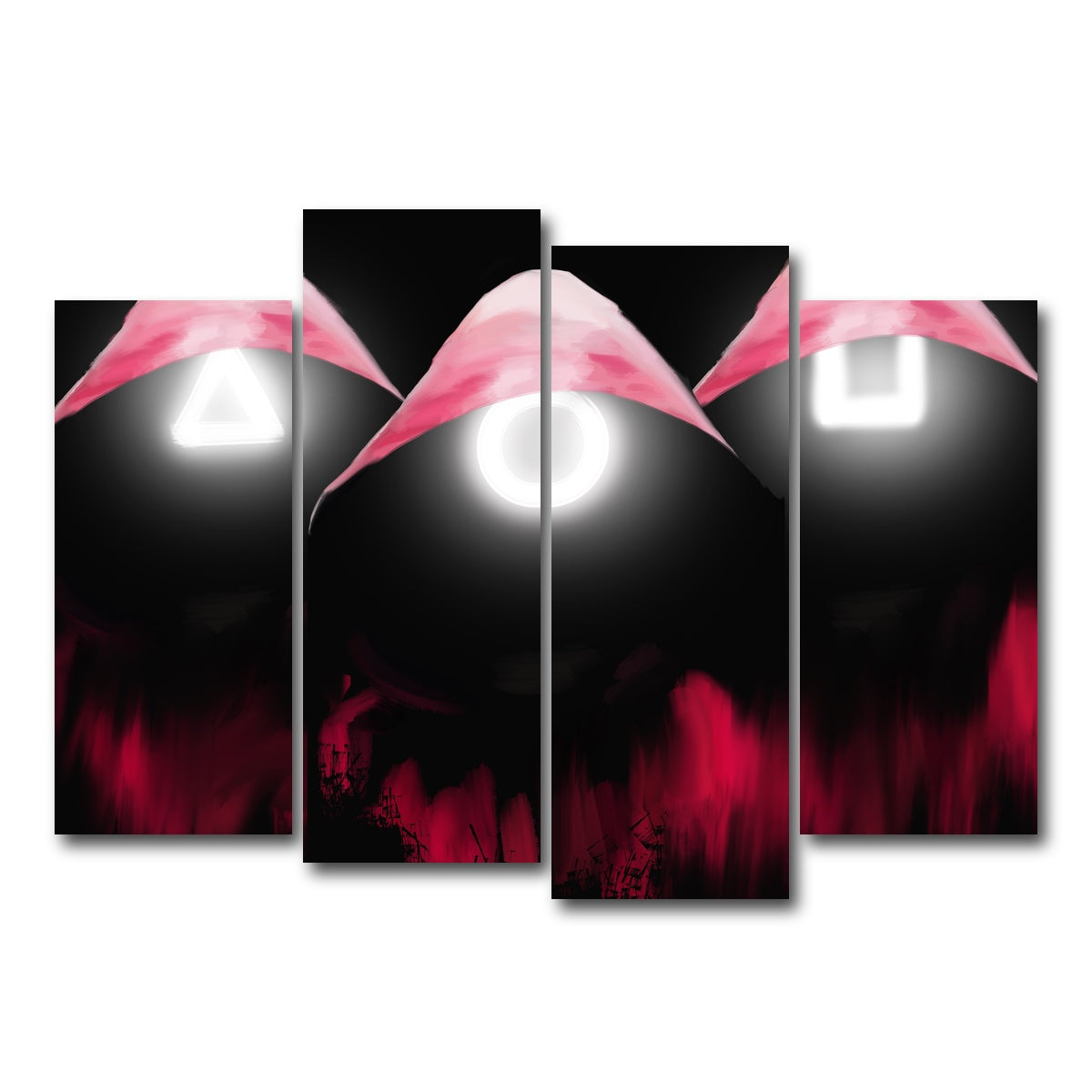 AUTO-MOCKUP WHITE | Squid Game Enforcers | 4 Piece | Gallery Wrap Canvas | group=4_normal