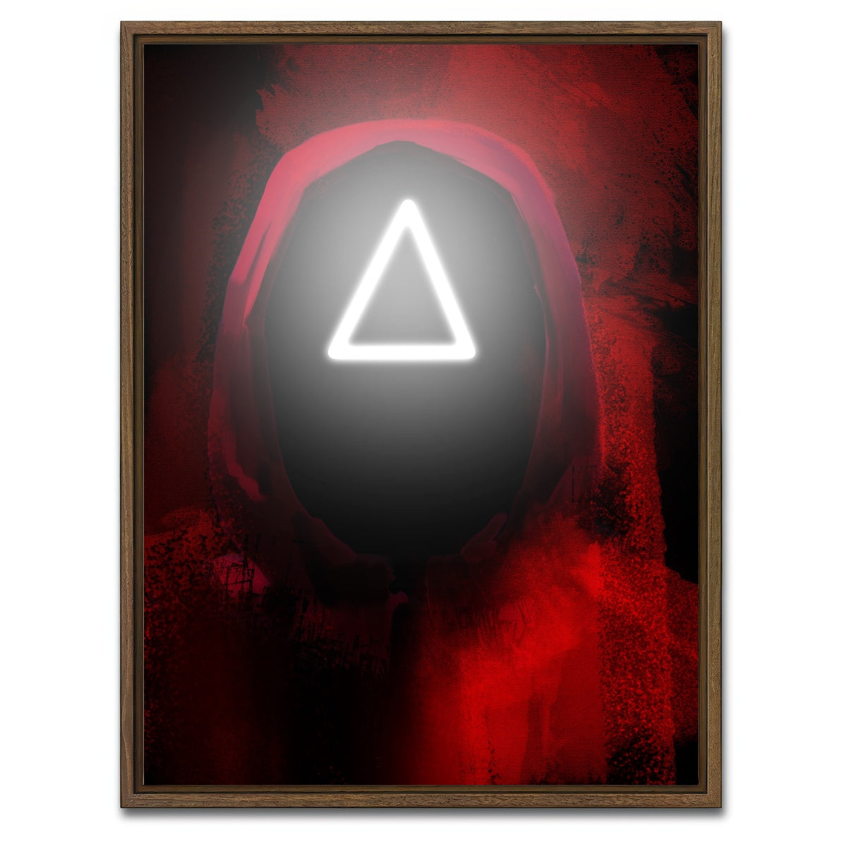 AUTO-MOCKUP WHITE | Squid Game triangle | 1 Piece | Walnut Framed Canvas | group=3x4