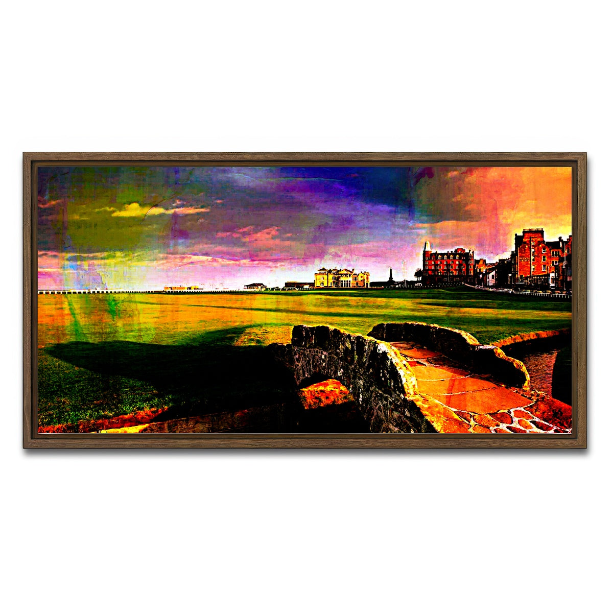 AUTO-MOCKUP WHITE | St. Andrews Old Course | 1 Piece | Walnut Framed Canvas | group=2x1