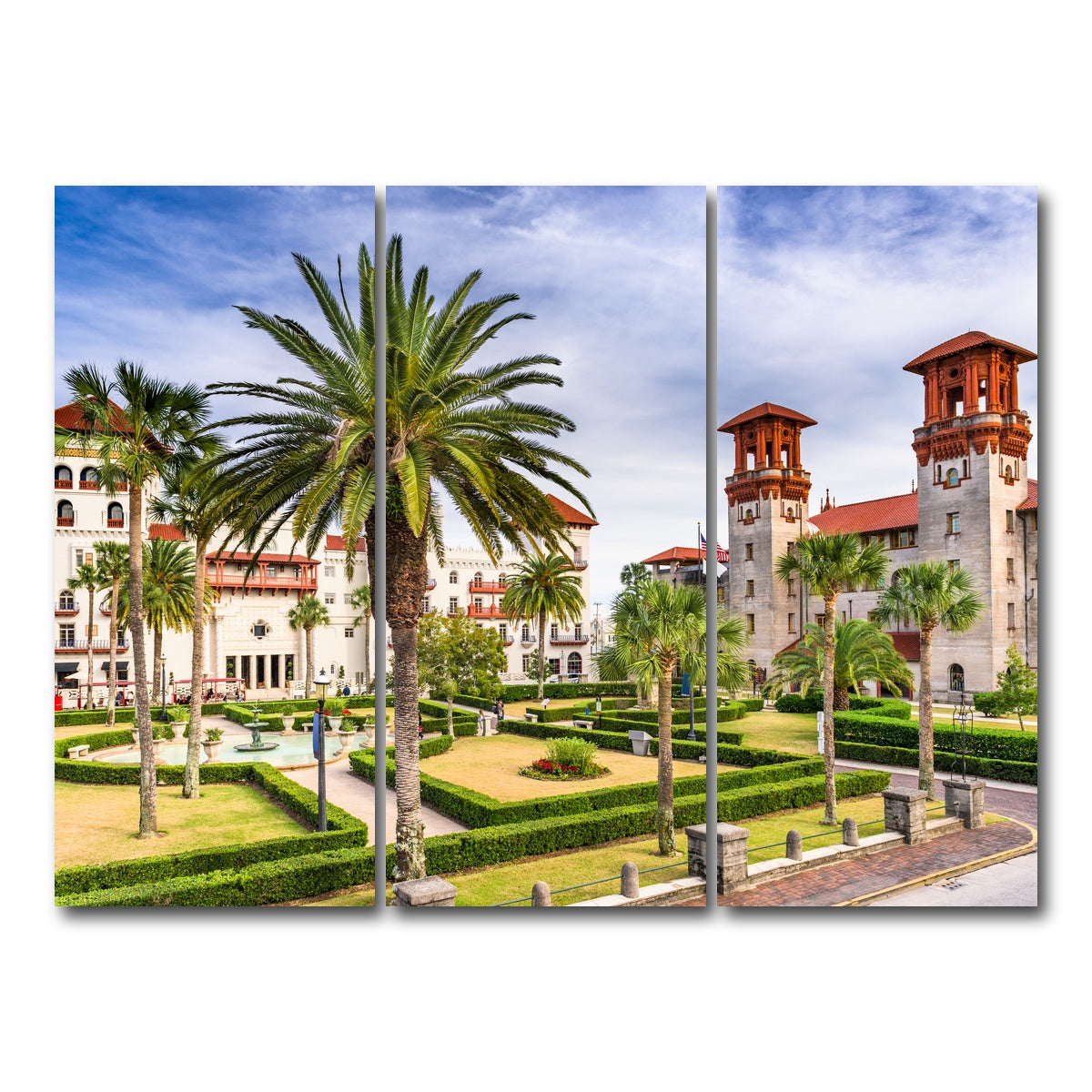 AUTO-MOCKUP WHITE | St. Augustine - Alcazar Courtyard | 3 Piece | Gallery Wrap Canvas | group=8x18