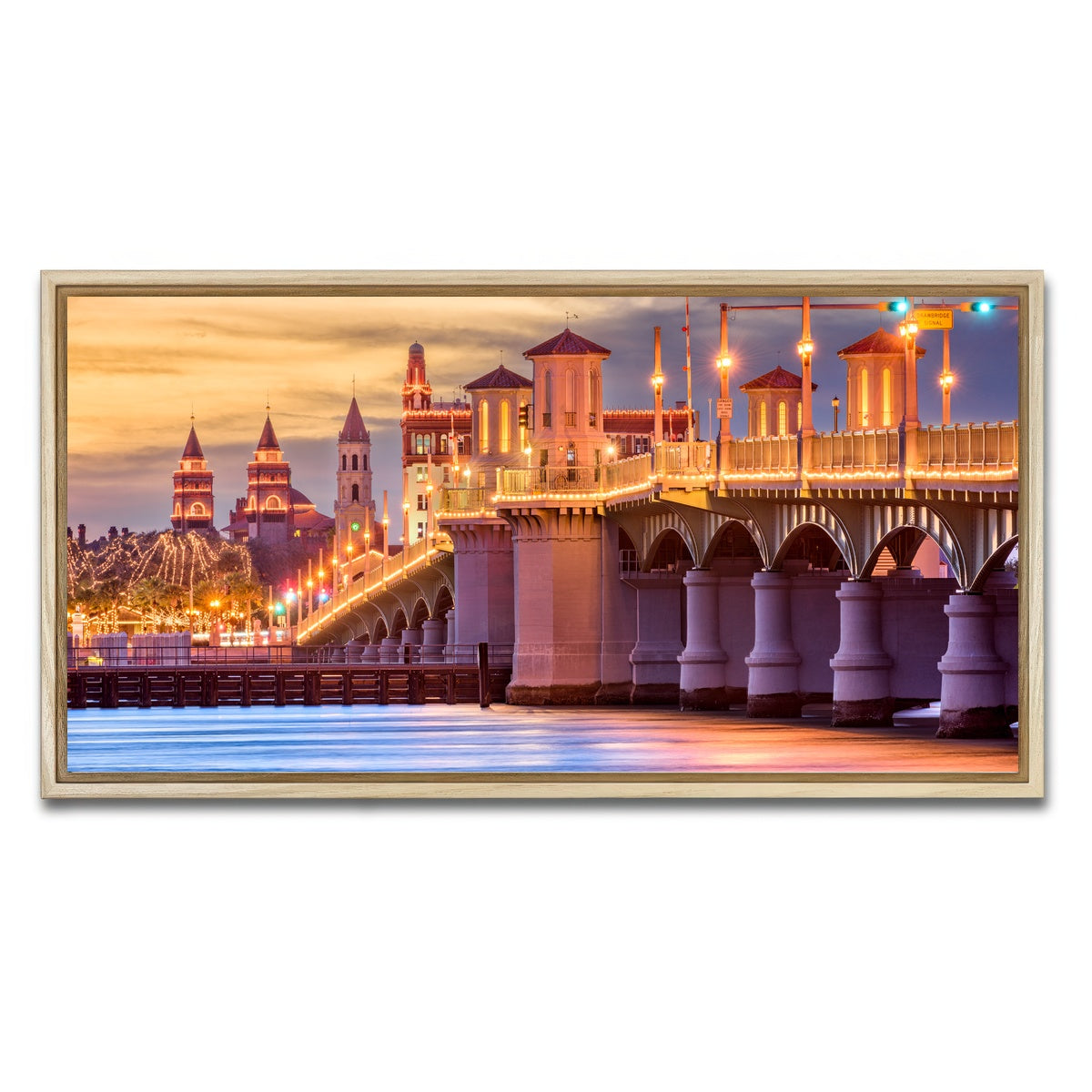 AUTO-MOCKUP WHITE | St. Augustine - Bridge of Lions | 1 Piece | Natural Framed Canvas | group=2x1