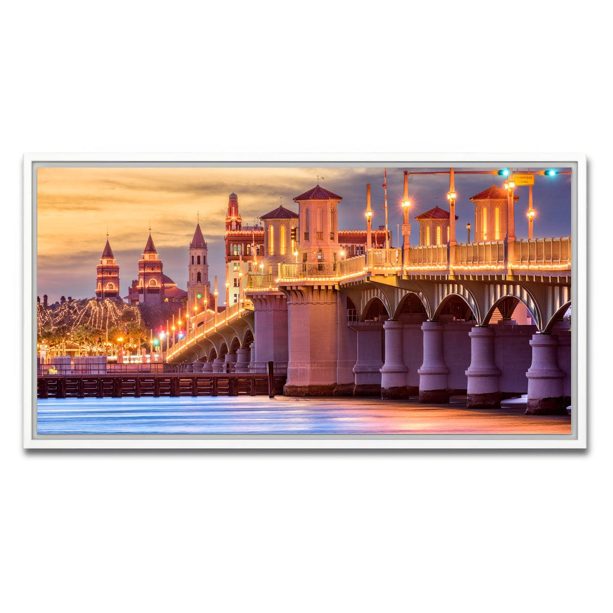 AUTO-MOCKUP WHITE | St. Augustine - Bridge of Lions | 1 Piece | White Framed Canvas | group=2x1