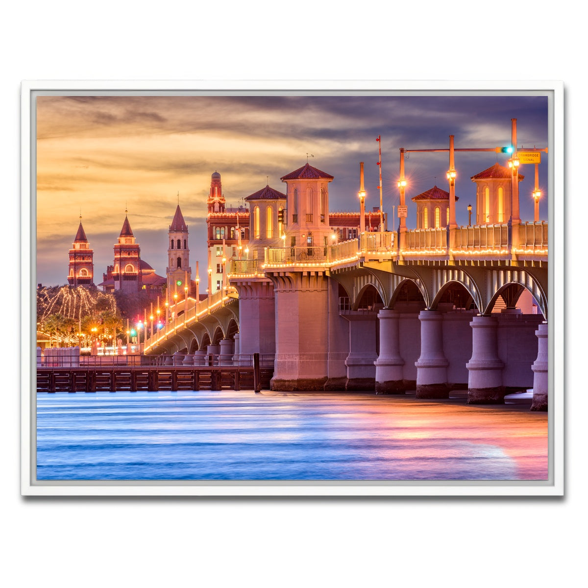 AUTO-MOCKUP WHITE | St. Augustine - Bridge of Lions | 1 Piece | White Framed Canvas | group=4x3