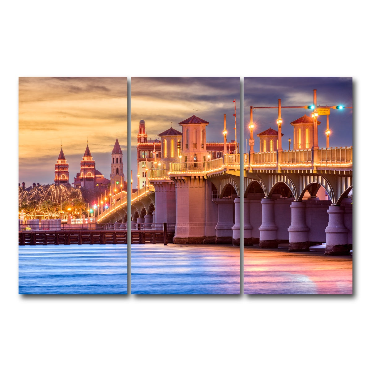 AUTO-MOCKUP WHITE | St. Augustine - Bridge of Lions | 3 Piece | Gallery Wrap Canvas | group=12x24
