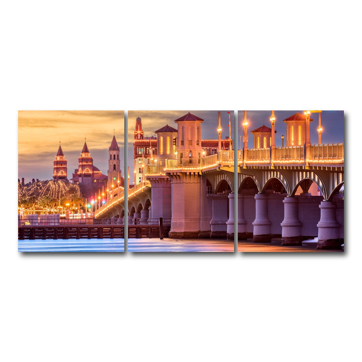AUTO-MOCKUP WHITE | St. Augustine - Bridge of Lions | 3 Piece | Gallery Wrap Canvas | group=18x24