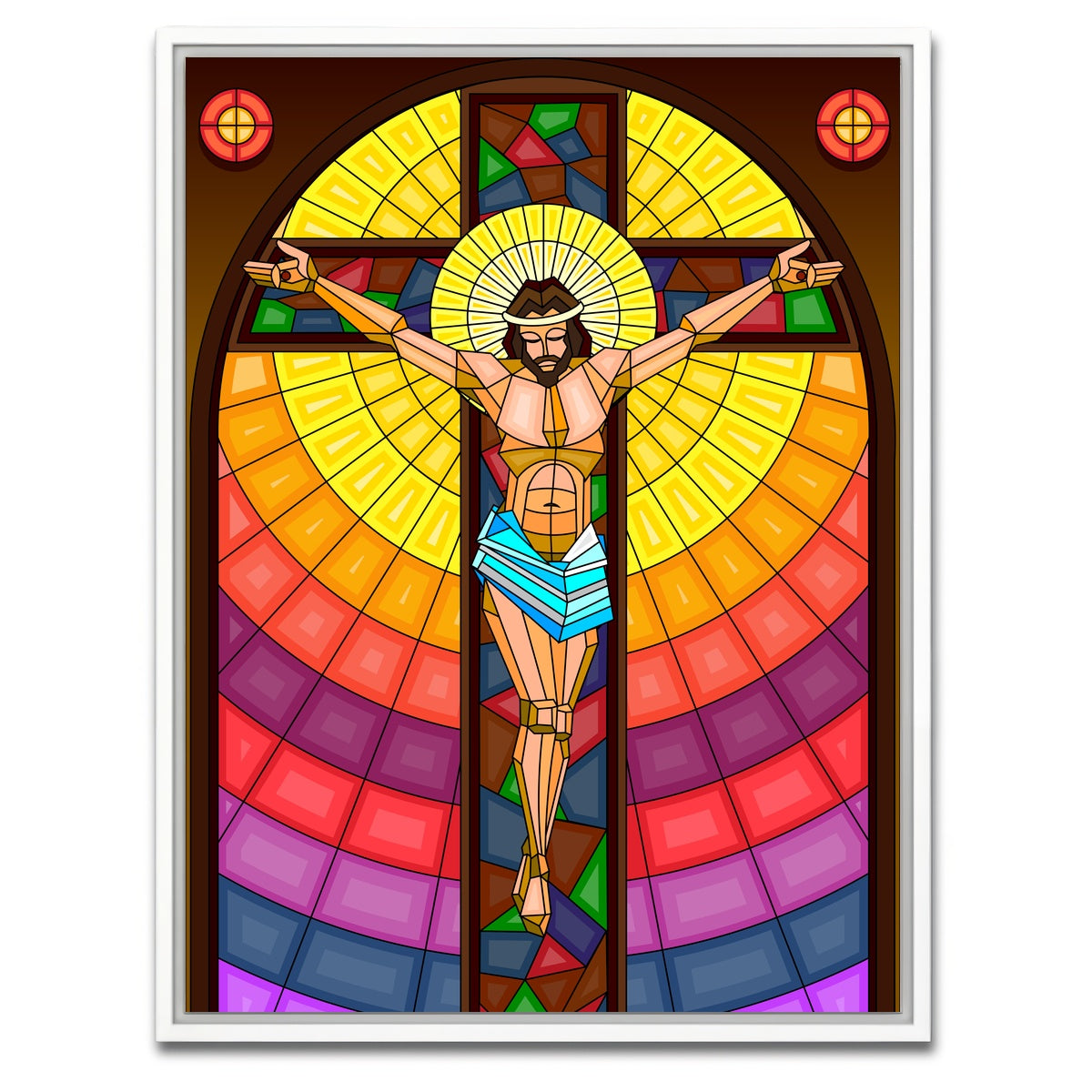 AUTO-MOCKUP WHITE | Stained Glass Crucifixion | 1 Piece | White Framed Canvas | group=3x4