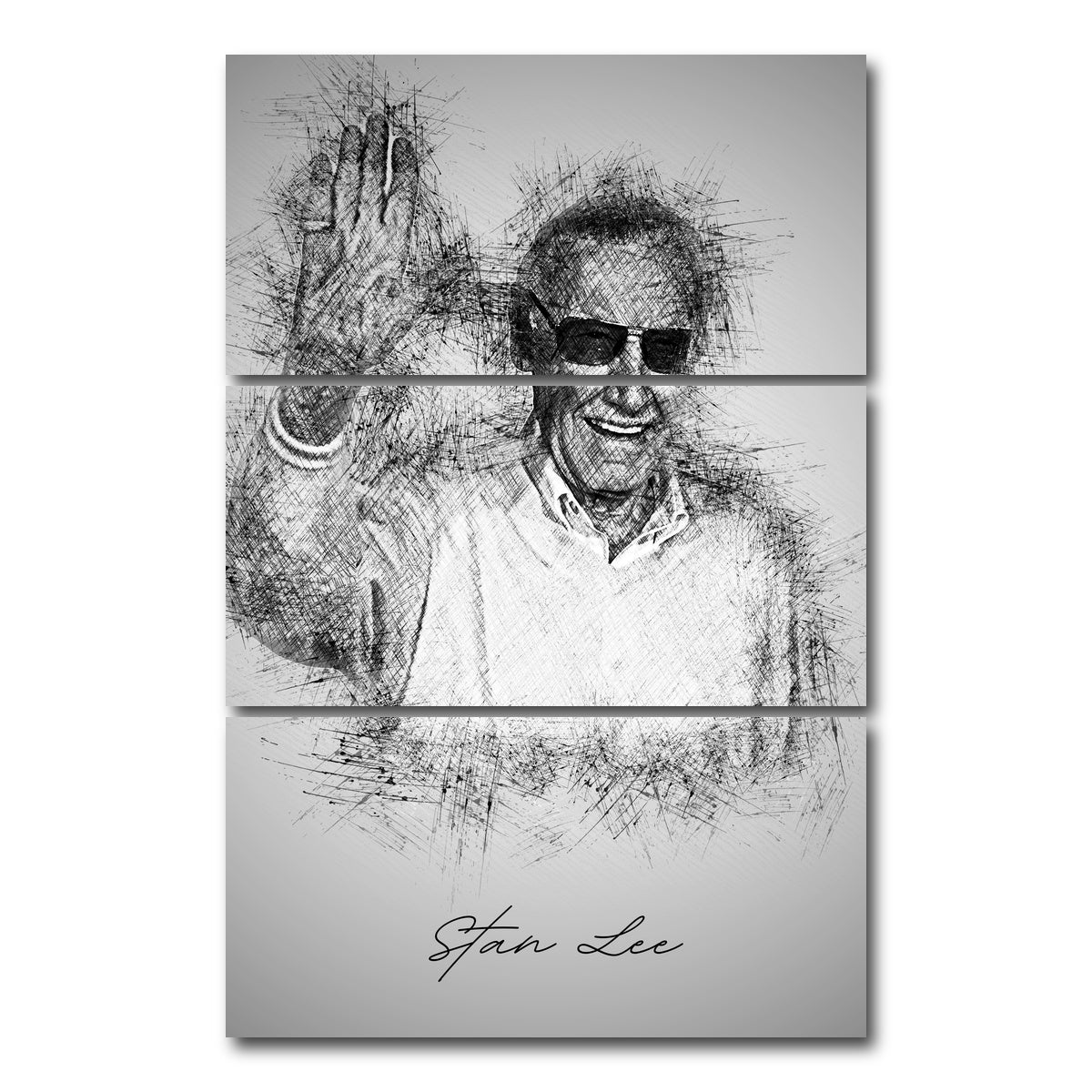 AUTO-MOCKUP WHITE | Stan Lee | 3 Piece | Gallery Wrap Canvas | group=12x24_stacked