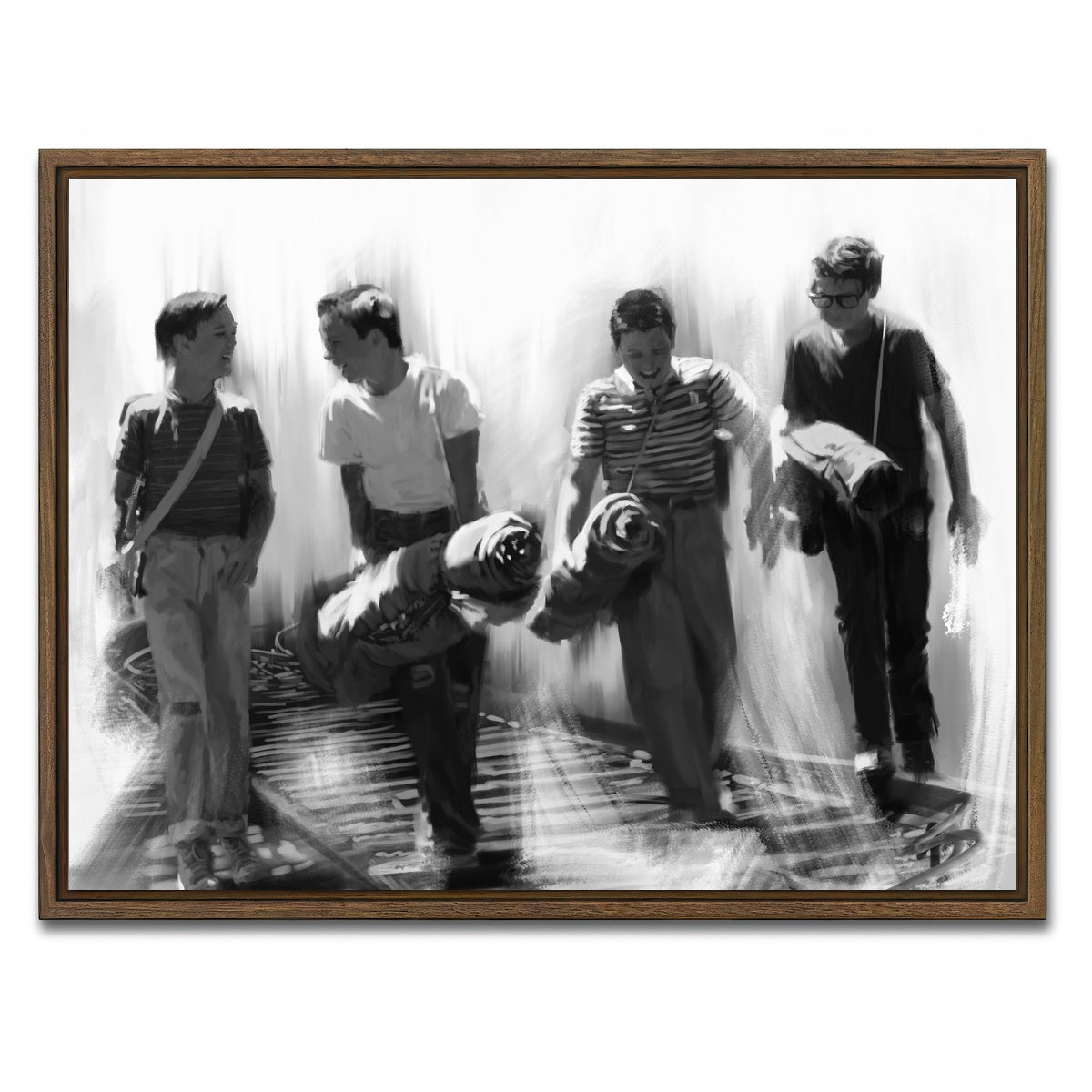 AUTO-MOCKUP WHITE | Stand By Me Grayscale | 1 Piece | Walnut Framed Canvas | group=4x3