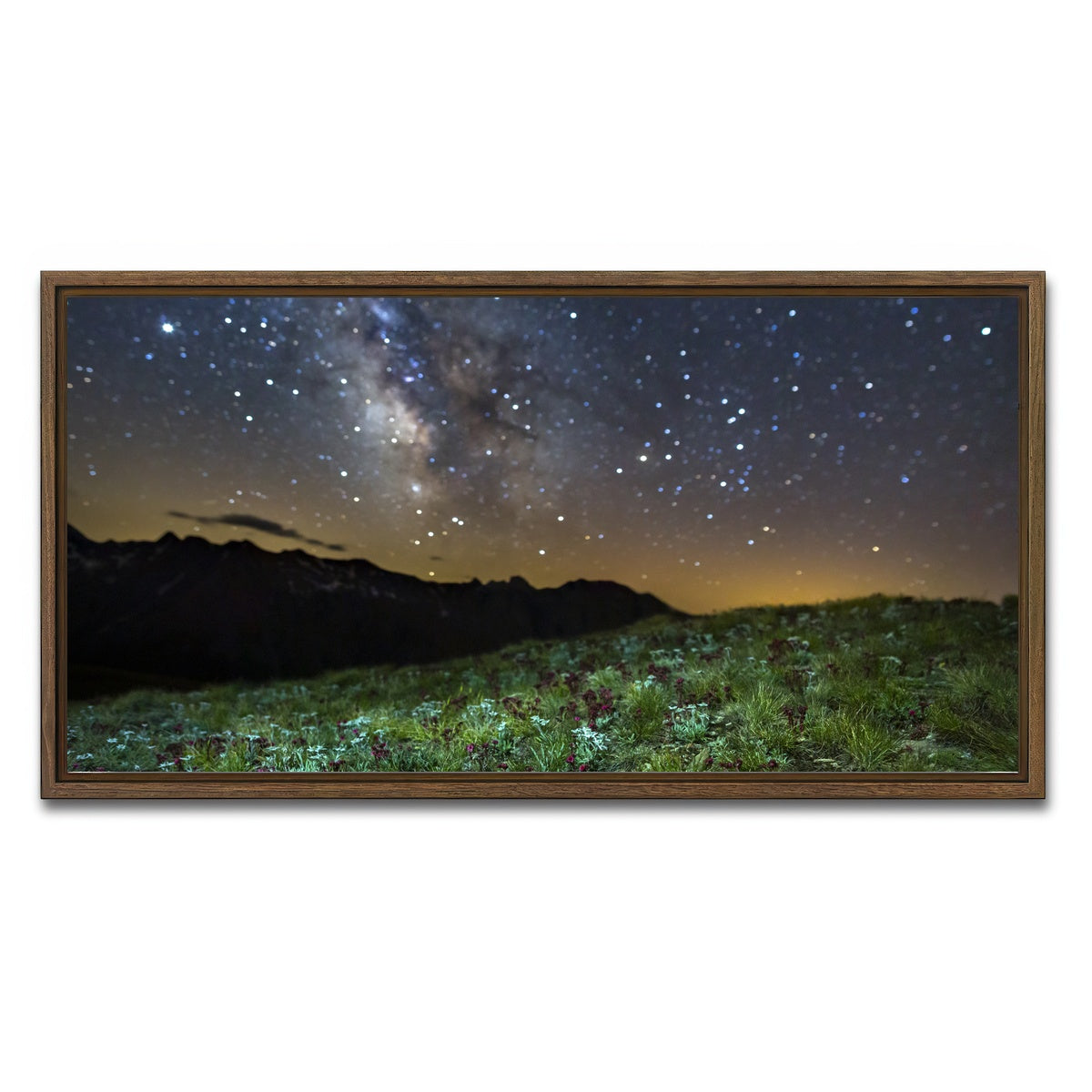 AUTO-MOCKUP WHITE | Star Studded Edelweiss and Joubarbe | 1 Piece | Walnut Framed Canvas | group=2x1