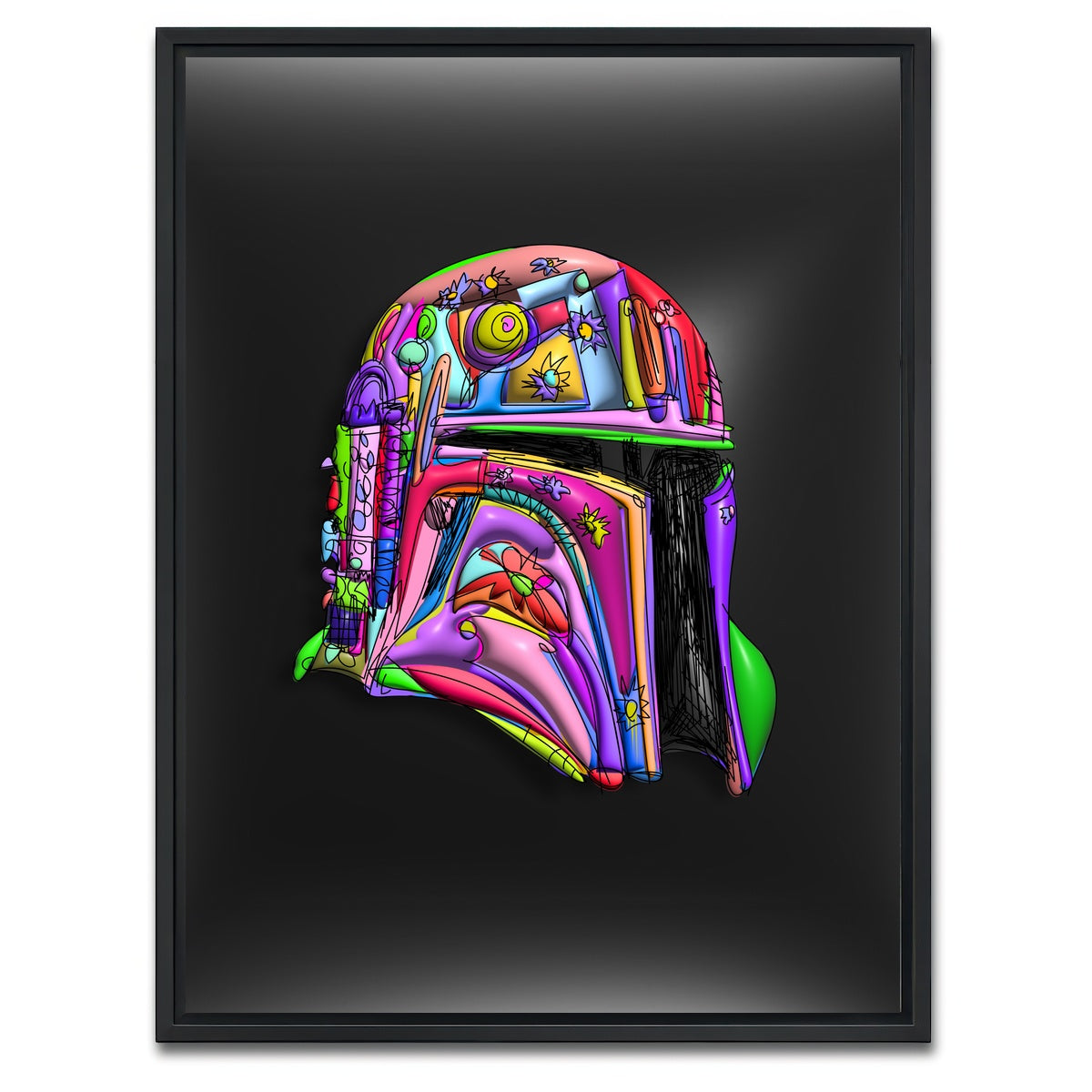 AUTO-MOCKUP WHITE | Star Wars Helmet | 1 Piece | Black Framed Canvas | group=3x4
