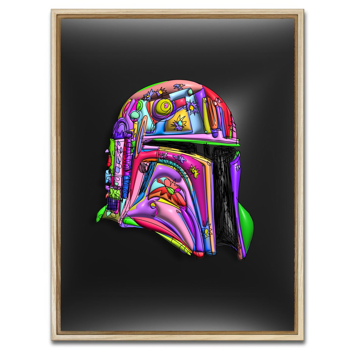 AUTO-MOCKUP WHITE | Star Wars Helmet | 1 Piece | Natural Framed Canvas | group=3x4