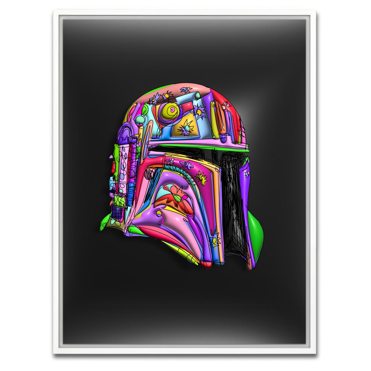 AUTO-MOCKUP WHITE | Star Wars Helmet | 1 Piece | White Framed Canvas | group=3x4