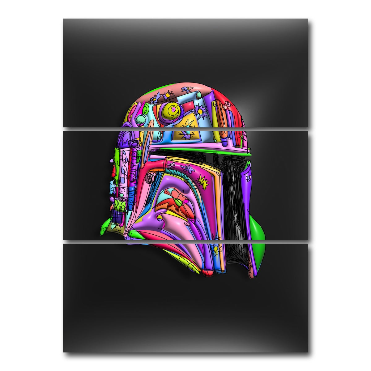 AUTO-MOCKUP WHITE | Star Wars Helmet | 3 Piece | Gallery Wrap Canvas | group=8x18_stacked