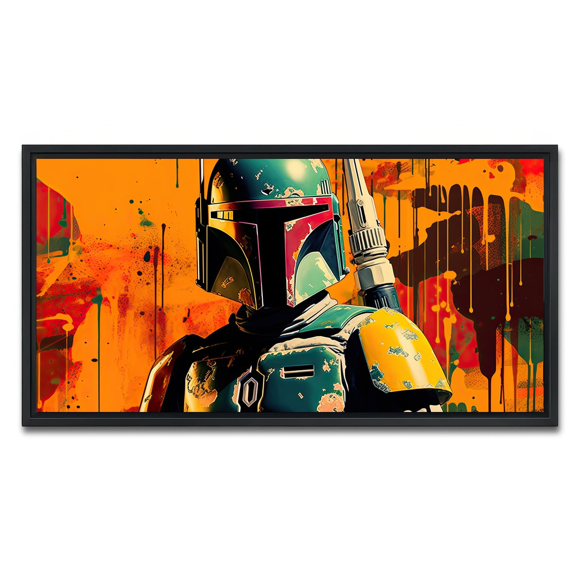 AUTO-MOCKUP WHITE | Star wars Fett | 1 Piece | Black Framed Canvas | group=2x1
