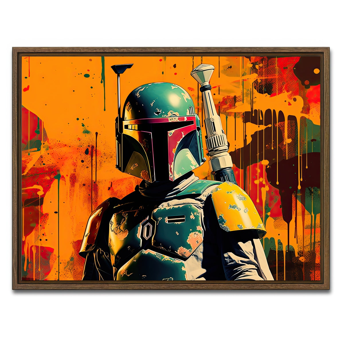 AUTO-MOCKUP WHITE | Star wars Fett | 1 Piece | Walnut Framed Canvas | group=4x3