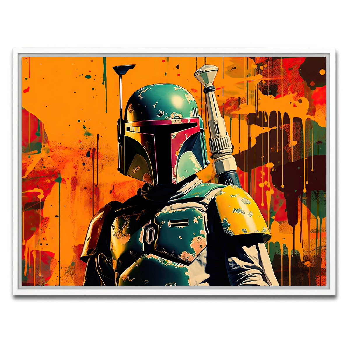 AUTO-MOCKUP WHITE | Star wars Fett | 1 Piece | White Framed Canvas | group=4x3