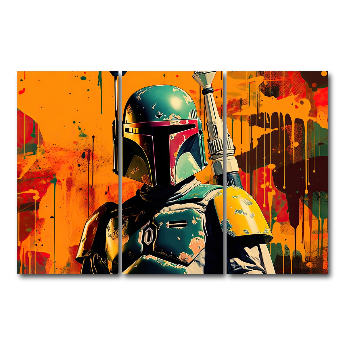AUTO-MOCKUP WHITE | Star wars Fett | 3 Piece | Gallery Wrap Canvas | group=12x24