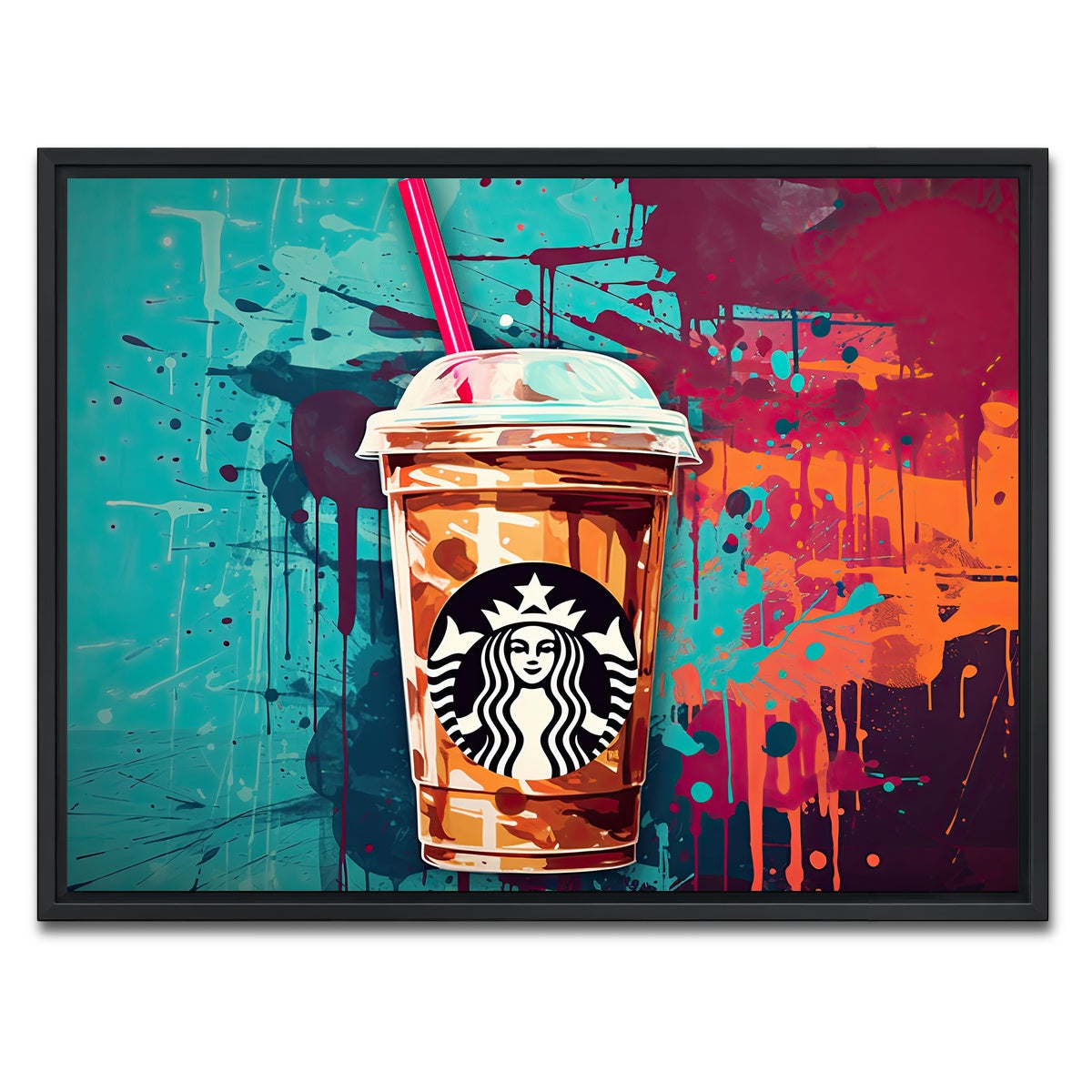 AUTO-MOCKUP WHITE | Starbucks Coffee Warhol | 1 Piece | Black Framed Canvas | group=4x3