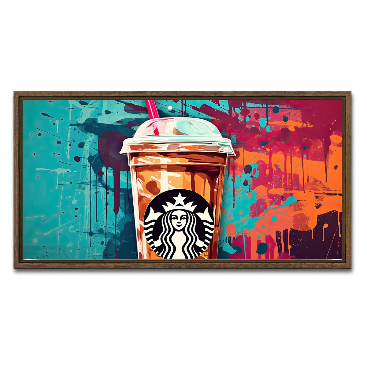 AUTO-MOCKUP WHITE | Starbucks Coffee Warhol | 1 Piece | Walnut Framed Canvas | group=2x1