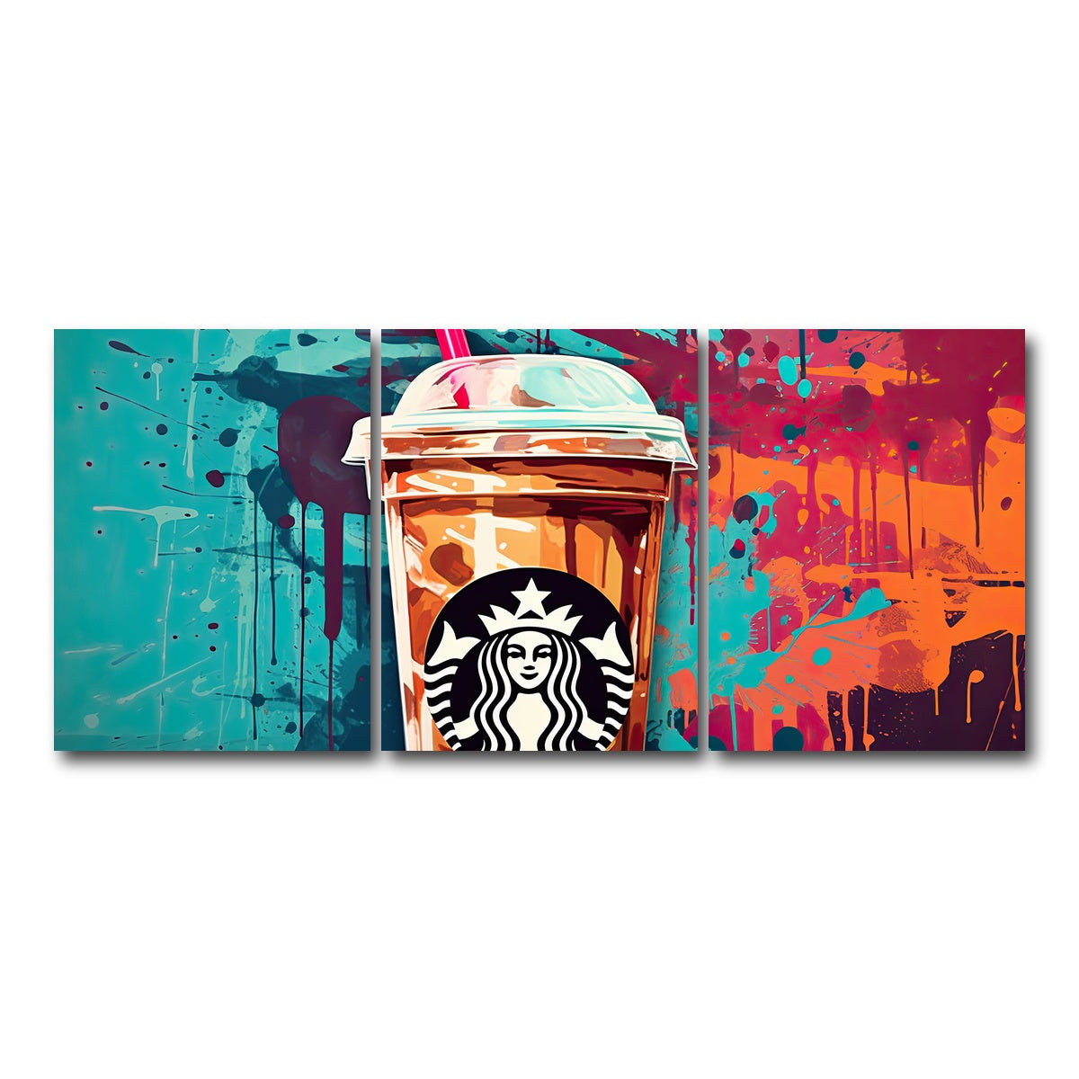 AUTO-MOCKUP WHITE | Starbucks Coffee Warhol | 3 Piece | Gallery Wrap Canvas | group=18x24