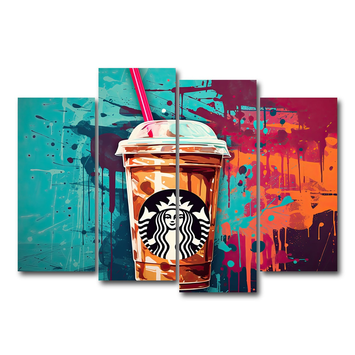 AUTO-MOCKUP WHITE | Starbucks Coffee Warhol | 4 Piece | Gallery Wrap Canvas | group=4_normal