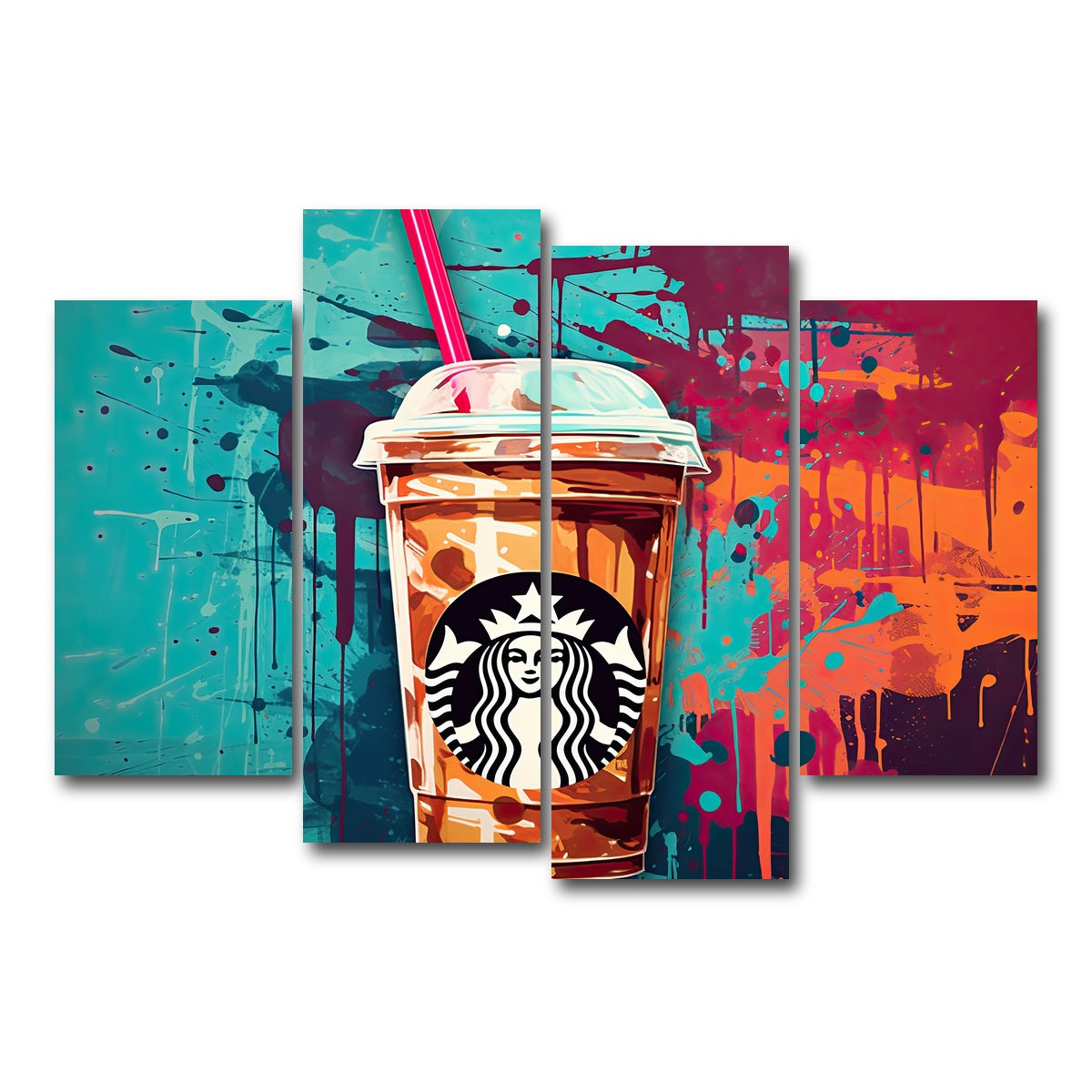 AUTO-MOCKUP WHITE | Starbucks Coffee Warhol | 4 Piece | Gallery Wrap Canvas | group=4_short