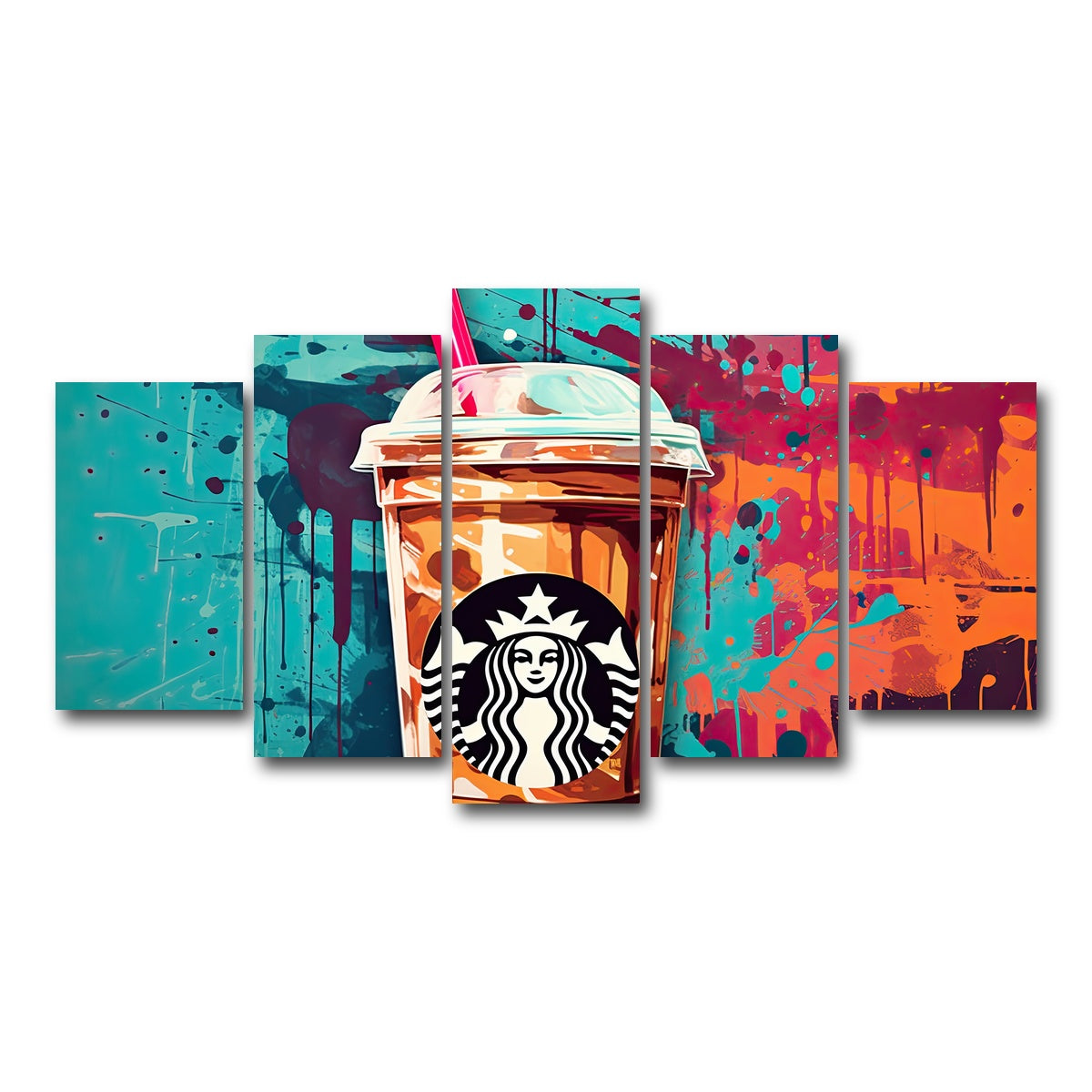 AUTO-MOCKUP WHITE | Starbucks Coffee Warhol | 5 Piece | Gallery Wrap Canvas | group=5_normal
