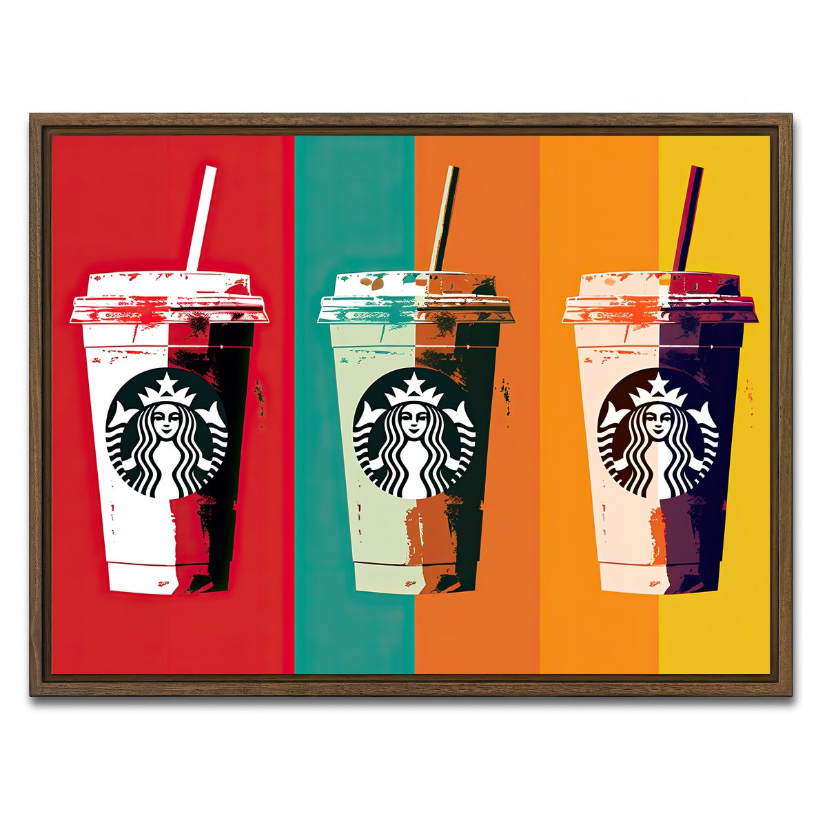 AUTO-MOCKUP WHITE | Starbucks Warhol | 1 Piece | Walnut Framed Canvas | group=4x3