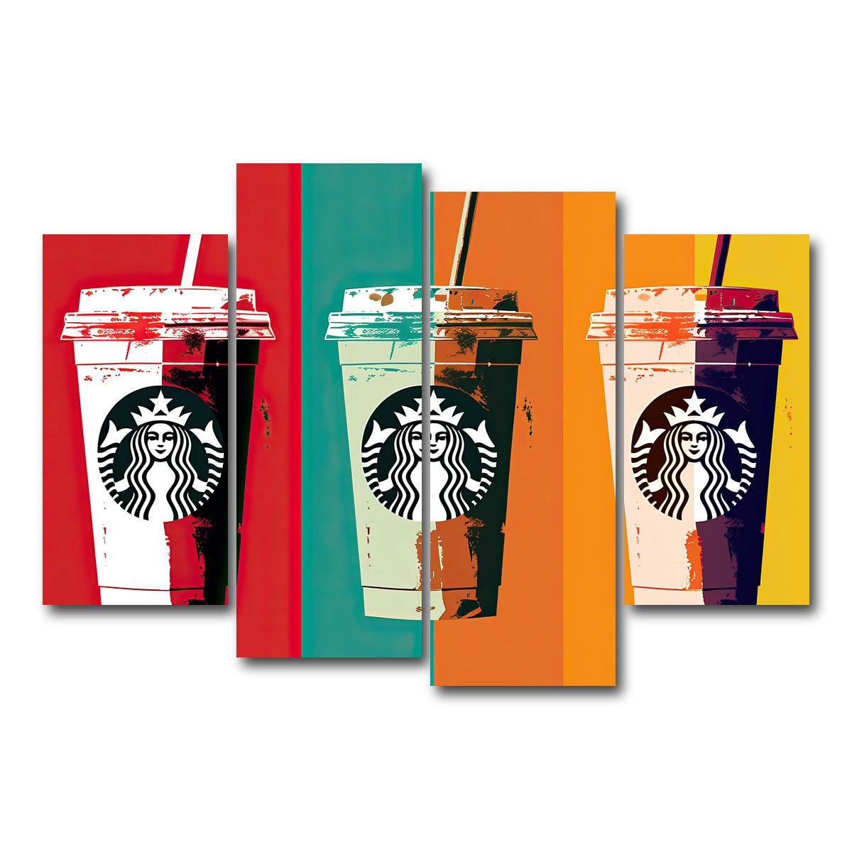AUTO-MOCKUP WHITE | Starbucks Warhol | 4 Piece | Gallery Wrap Canvas | group=4_short