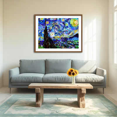 AUTO-MOCKUP ROOM | Starry Night Remix Wall Art