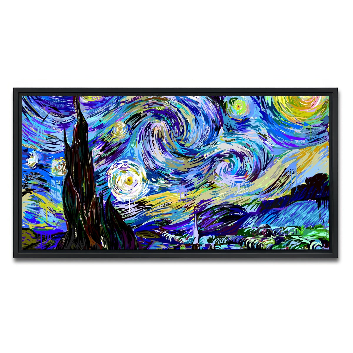 AUTO-MOCKUP WHITE | Starry Night Remix | 1 Piece | Black Framed Canvas | group=2x1