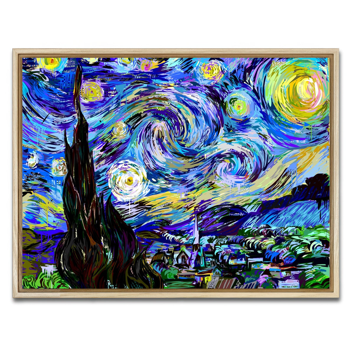 AUTO-MOCKUP WHITE | Starry Night Remix | 1 Piece | Natural Framed Canvas | group=4x3