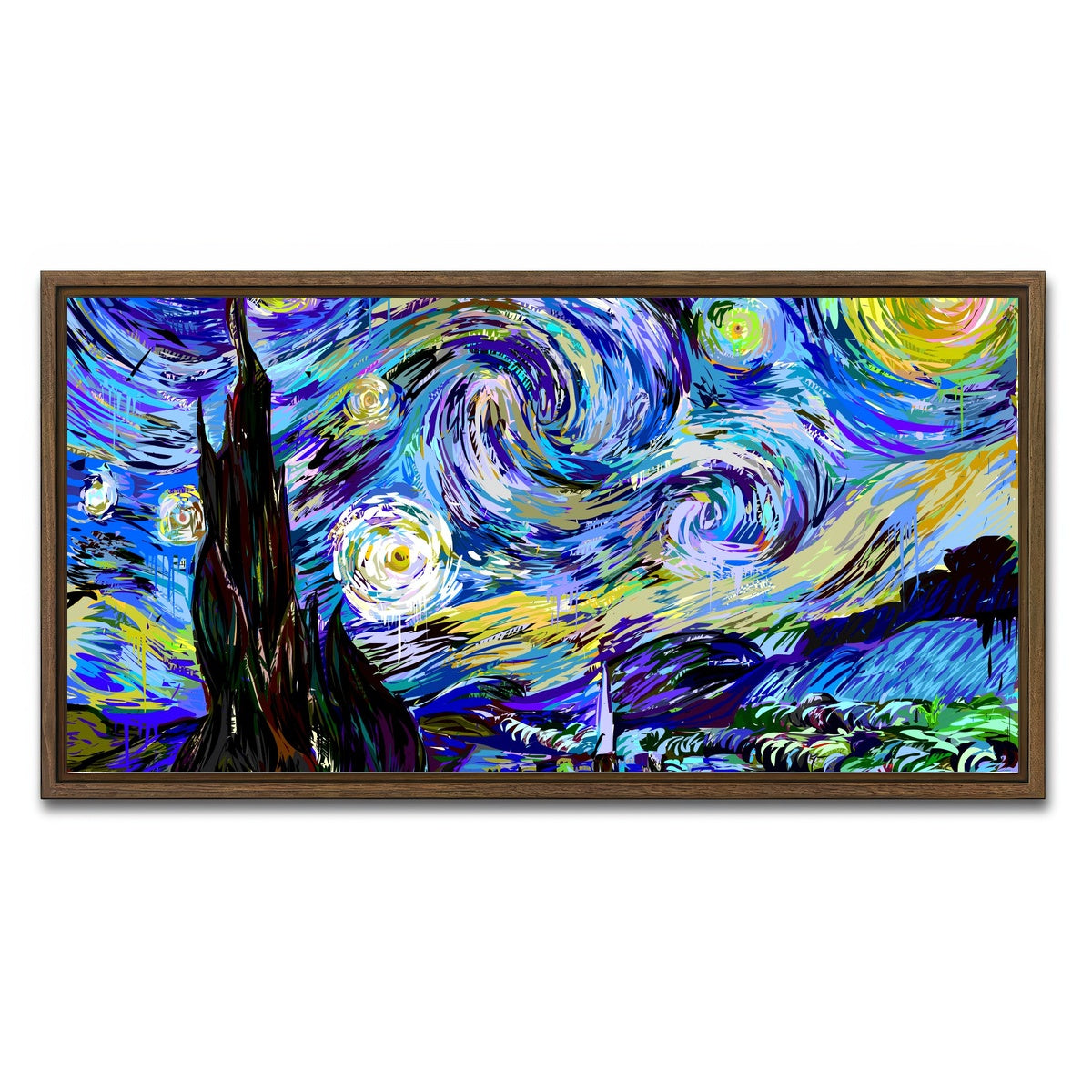 AUTO-MOCKUP WHITE | Starry Night Remix | 1 Piece | Walnut Framed Canvas | group=2x1