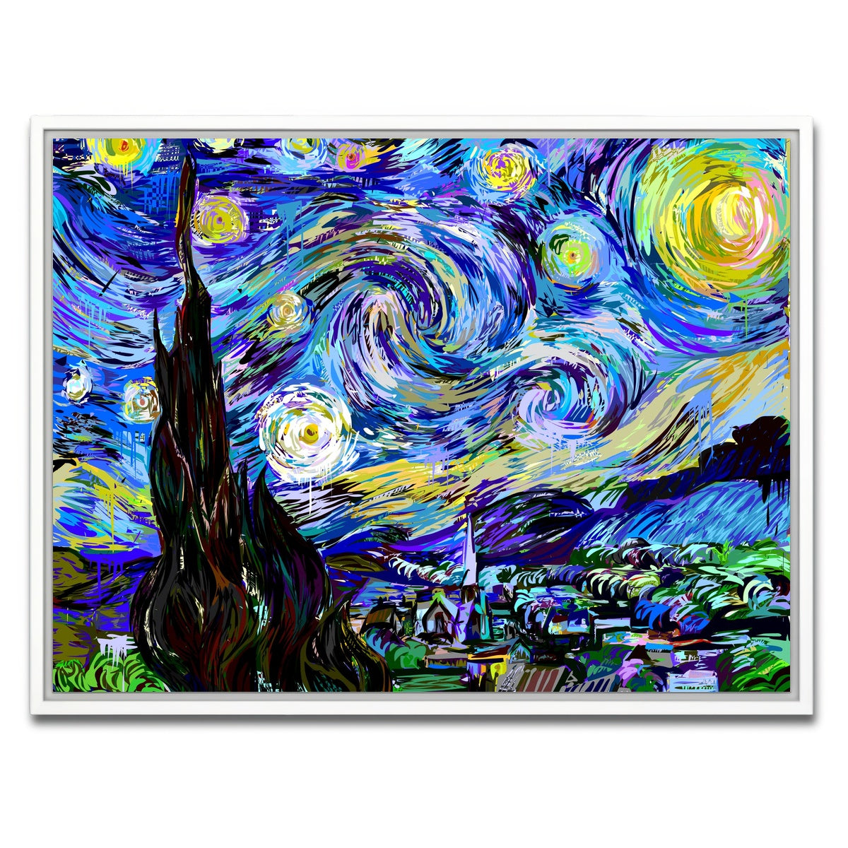 AUTO-MOCKUP WHITE | Starry Night Remix | 1 Piece | White Framed Canvas | group=4x3