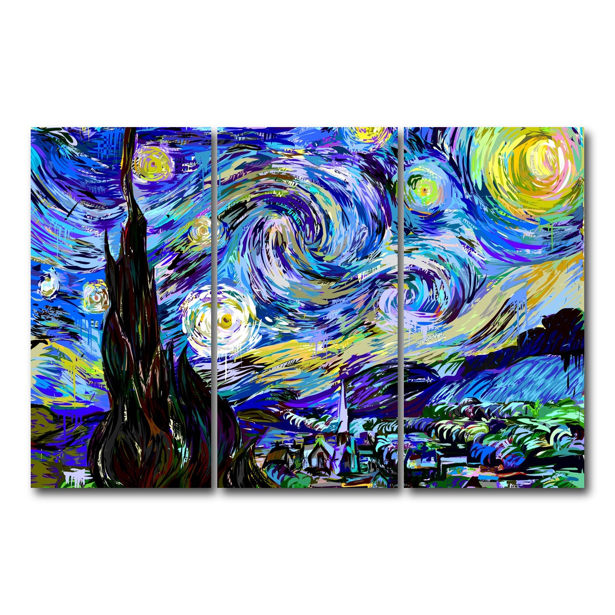 AUTO-MOCKUP WHITE | Starry Night Remix | 3 Piece | Gallery Wrap Canvas | group=12x24