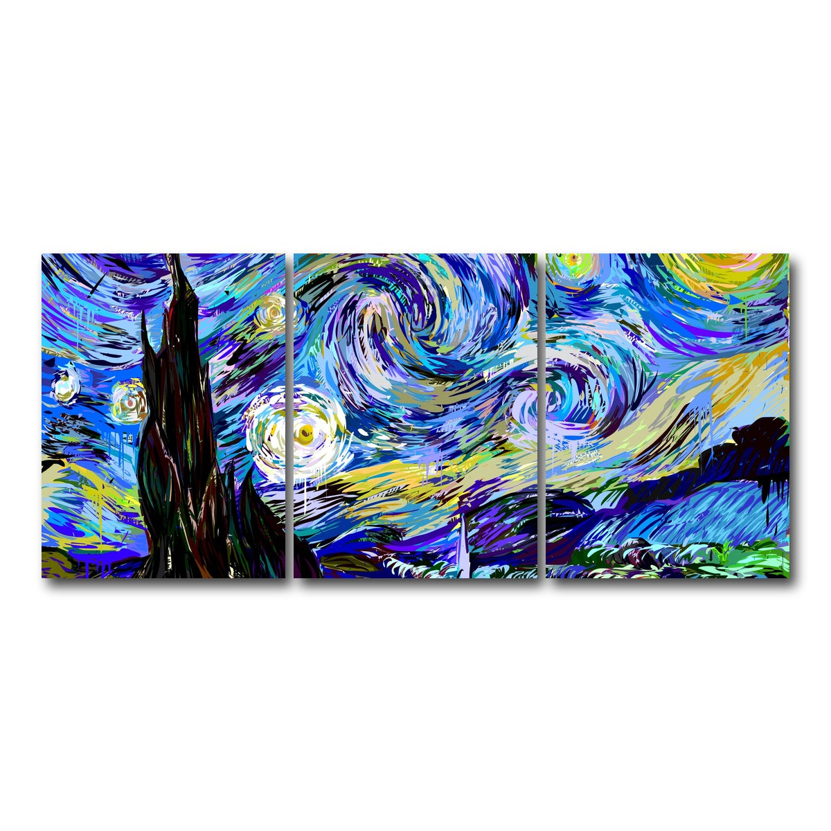AUTO-MOCKUP WHITE | Starry Night Remix | 3 Piece | Gallery Wrap Canvas | group=18x24