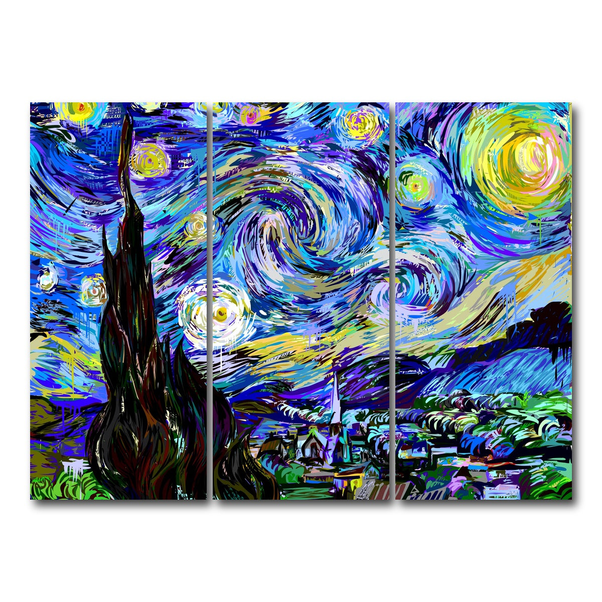 AUTO-MOCKUP WHITE | Starry Night Remix | 3 Piece | Gallery Wrap Canvas | group=8x18