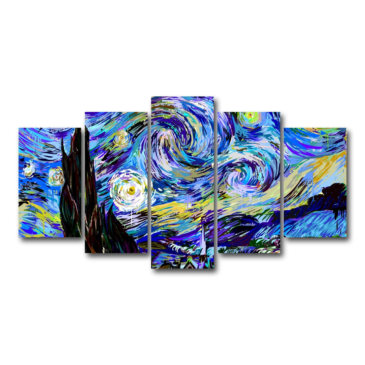 AUTO-MOCKUP WHITE | Starry Night Remix | 5 Piece | Gallery Wrap Canvas | group=5_normal
