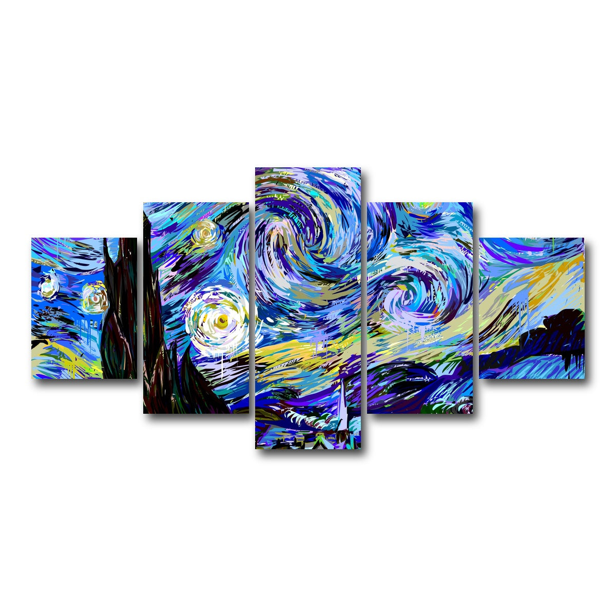 AUTO-MOCKUP WHITE | Starry Night Remix | 5 Piece | Gallery Wrap Canvas | group=5_short