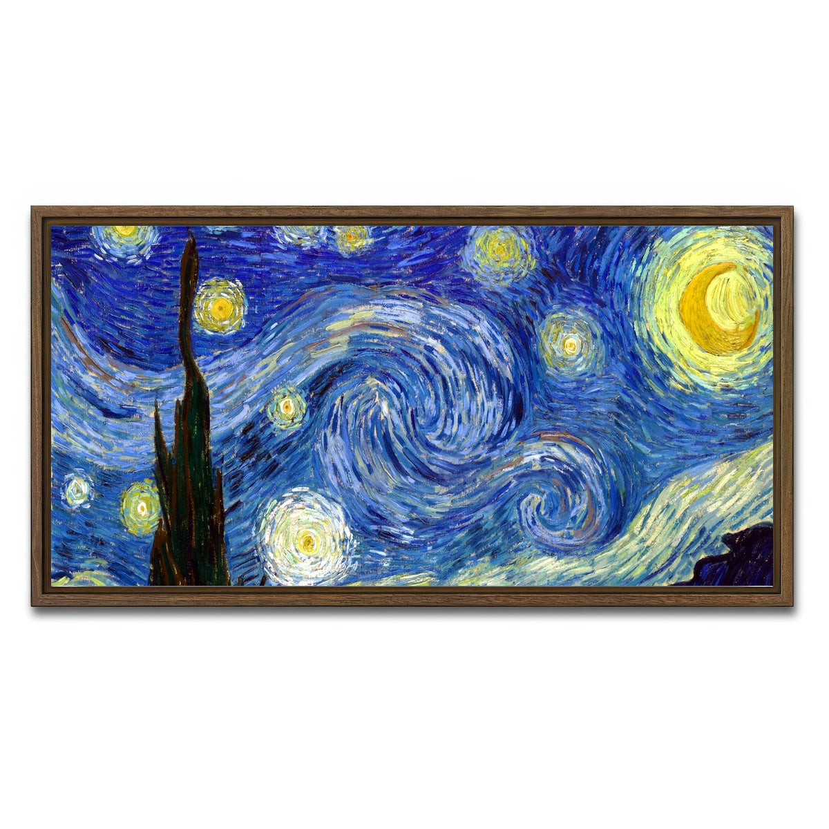 AUTO-MOCKUP WHITE | Starry Night | 1 Piece | Walnut Framed Canvas | group=2x1