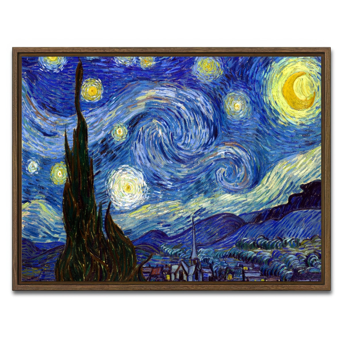 AUTO-MOCKUP WHITE | Starry Night | 1 Piece | Walnut Framed Canvas | group=4x3