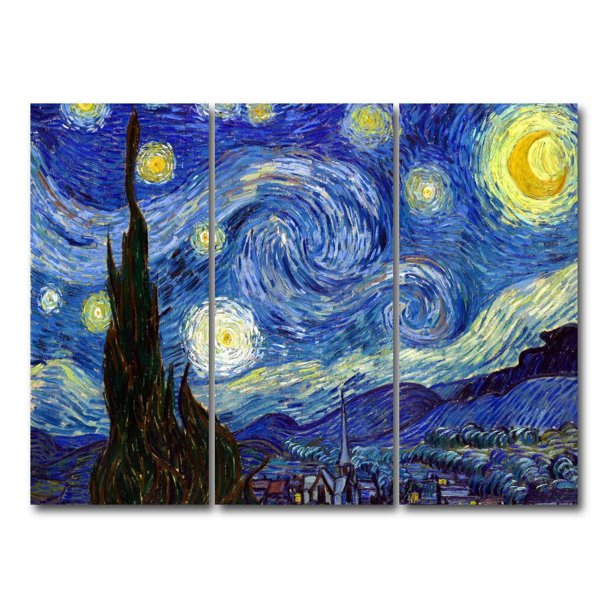AUTO-MOCKUP WHITE | Starry Night | 3 Piece | Gallery Wrap Canvas | group=8x18