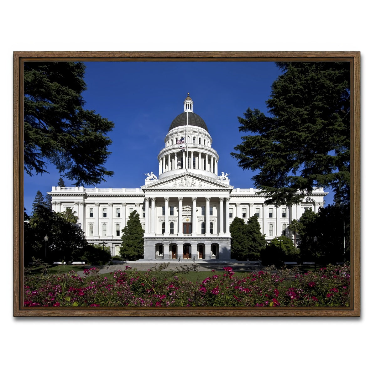 AUTO-MOCKUP WHITE | State Capitol Sacramento | 1 Piece | Walnut Framed Canvas | group=4x3