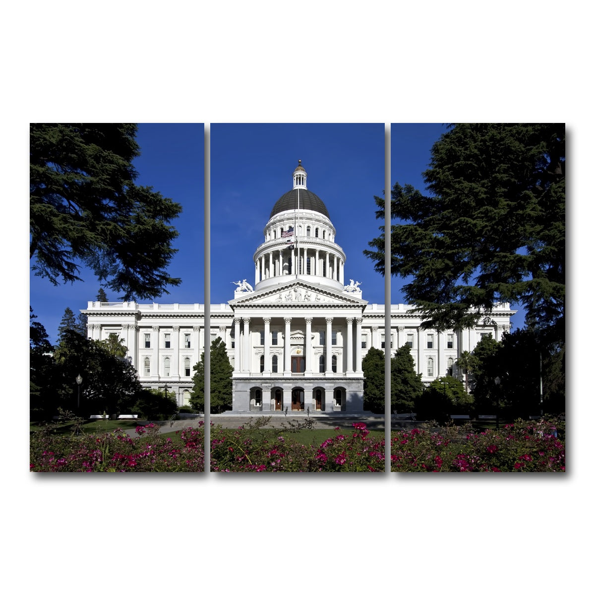 AUTO-MOCKUP WHITE | State Capitol Sacramento | 3 Piece | Gallery Wrap Canvas | group=12x24