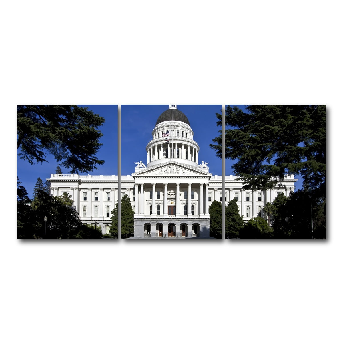 AUTO-MOCKUP WHITE | State Capitol Sacramento | 3 Piece | Gallery Wrap Canvas | group=18x24