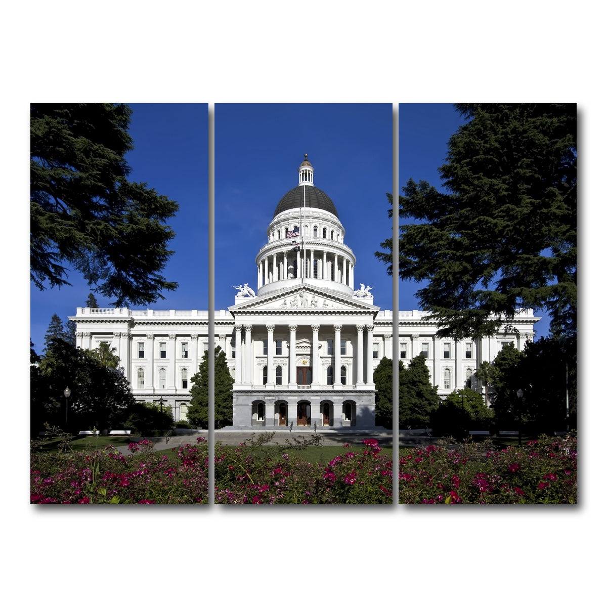 AUTO-MOCKUP WHITE | State Capitol Sacramento | 3 Piece | Gallery Wrap Canvas | group=8x18